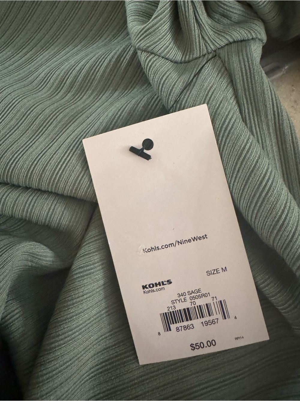 NWT Nine West Twist-Front Long Sleeve Dress in Sage - Picture 5 of 6